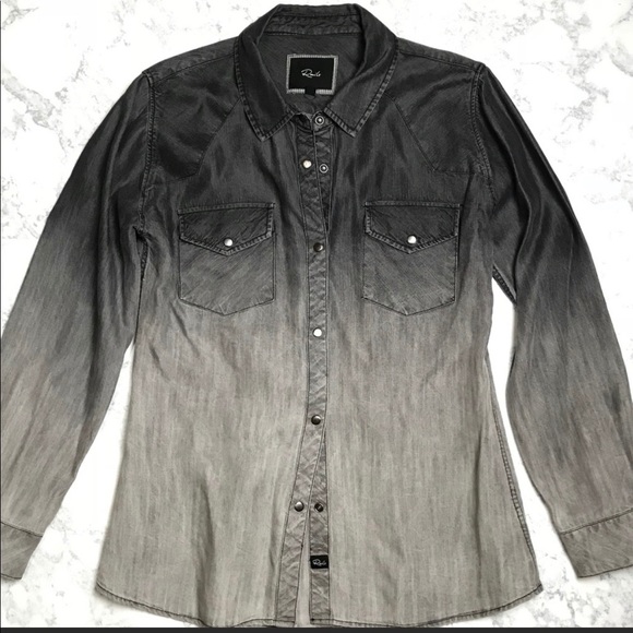 Rails Gray Ombre Snap Button Down Sz XS - Picture 3 of 7